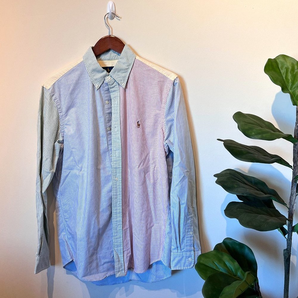 Ralph Lauren Men's Long Sleeve Striped Multi Color Oxford Size M